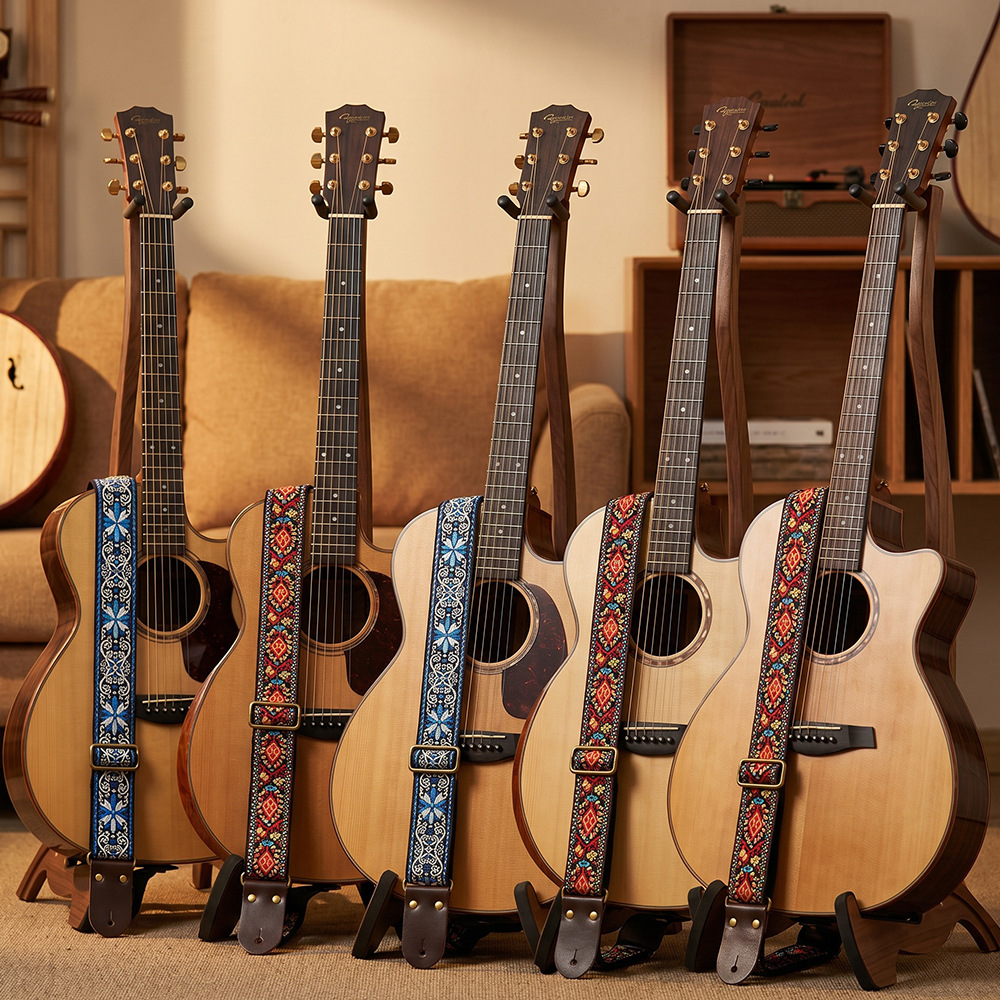 Embroidered Print Guitar Strap - Musical Instrument Sounds review and price