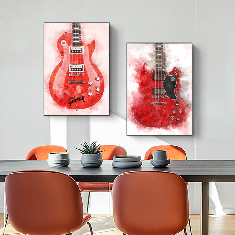 Vintage Rock Music Guitar Canv - Picture Of Musical Instrument review and price