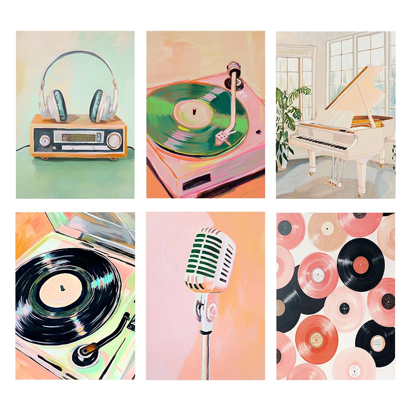 (No frame)Retro Musical Art Po - Picture Of Musical Instrument review and price