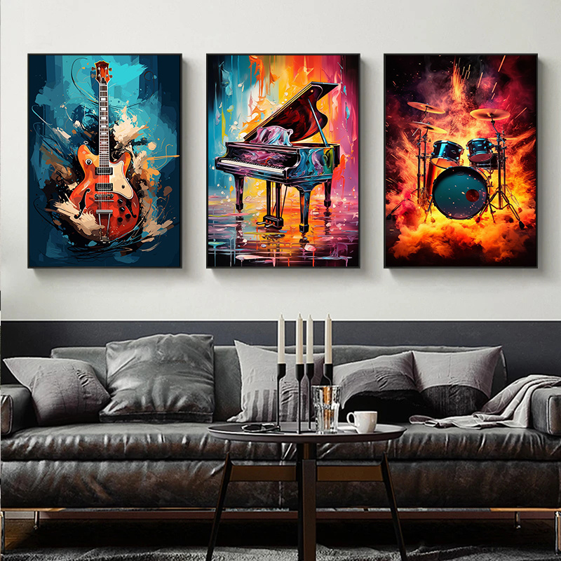 Frameless Abstract Colorful Ar - Picture Of Musical Instrument review and price