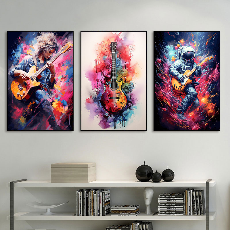 Frameless Abstract Colorful Ar - Picture Of Musical Instrument review and price